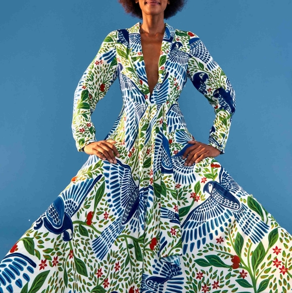 FARM Rio Dresses & Skirts - Medium Blue Macaw Flight Maxidress